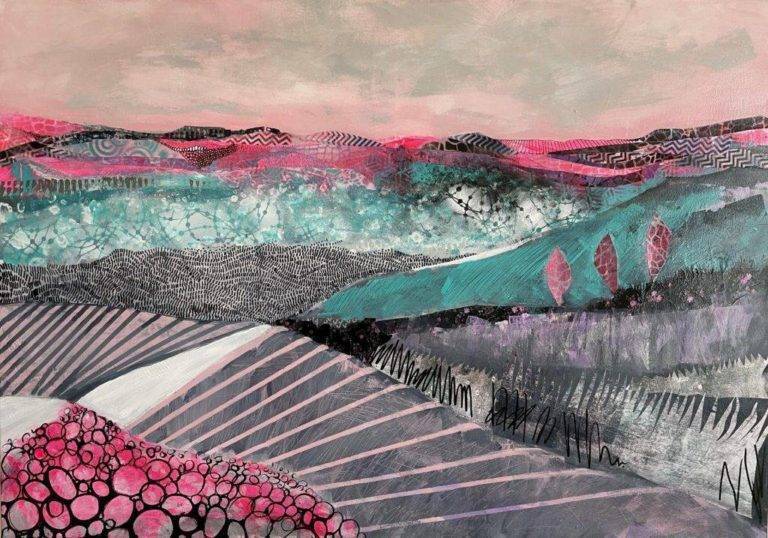Dreamin of a pink world Artists Letizia Pecci Painting Fabled Gallery https://fabledgallery.art/product/the-way-to-you/